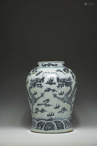 Blue and White  Dragon Pattern General Jar