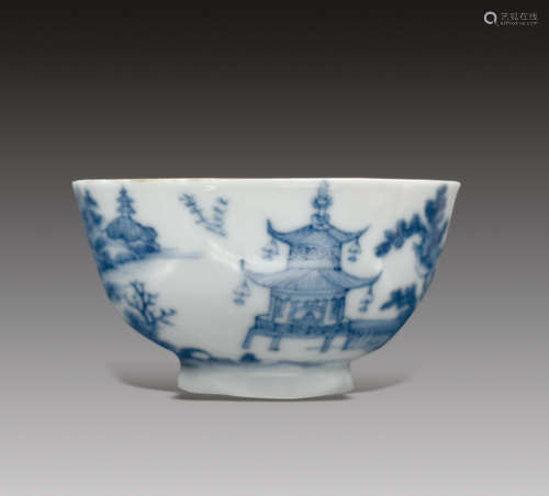 Blue and White Figure Painting Cup, Qing Dynasty