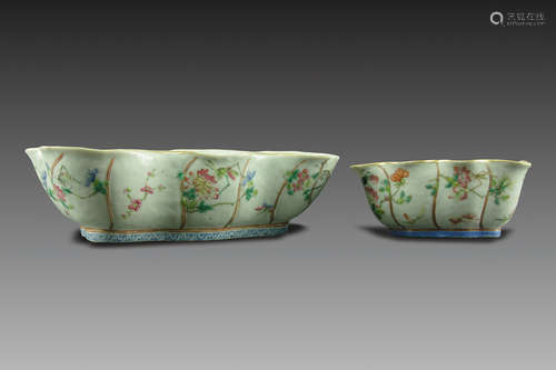 Two Famille Rose Lotus Bowls with Tongzhi six-character