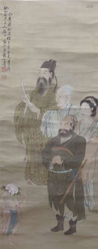 黄山寿 人物绢本立轴