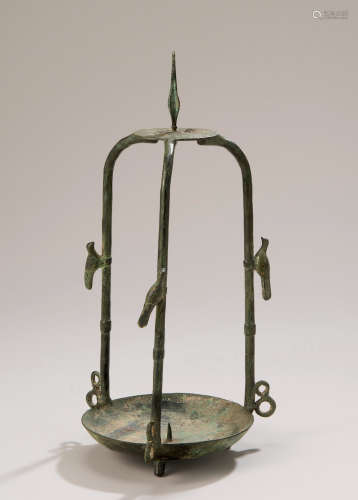 汉 青铜鸟形烛台