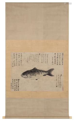 朱耷（明末清初） 1692年作 鲈鱼图 立轴 水墨纸本