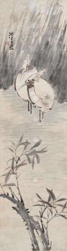 任熊（1820～1864） 双禽 立轴 设色纸本