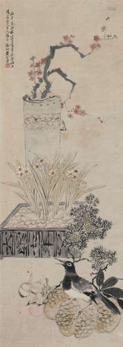 黄山寿（1855～1919） 清供图 立轴 设色纸本