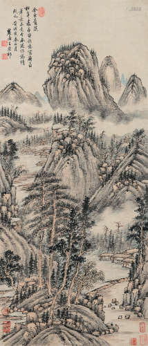 王原祁（1642～1715）（款） 1698年作 山水 立轴 设色纸本