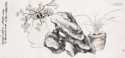 姚燮（1805～1864） 清供图 立轴 设色纸本