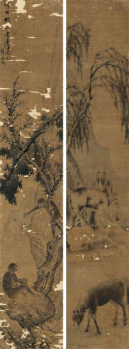 佚名 猴 马 （双幅） 立轴 水墨纸本