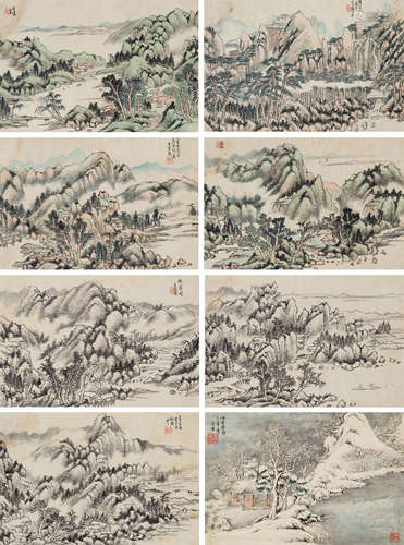 王学浩（1754～1832） 山水 （八帧） 册页 设色纸本