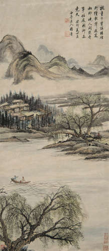 杨晋（清） 1723年作 山水 立轴 设色纸本
