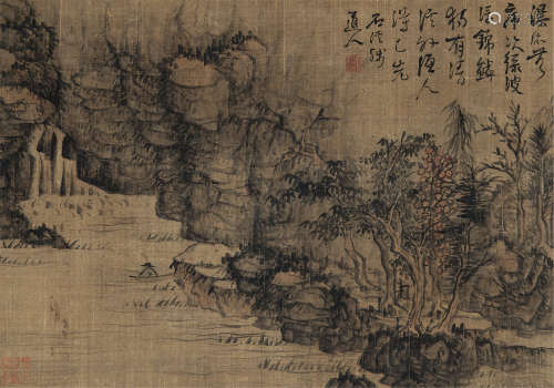 石溪（1612～1692） 山水 镜心 设色绢本
