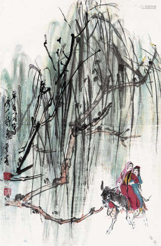 黄胄（1925～1997） 唐人诗意图 立轴 设色纸本
