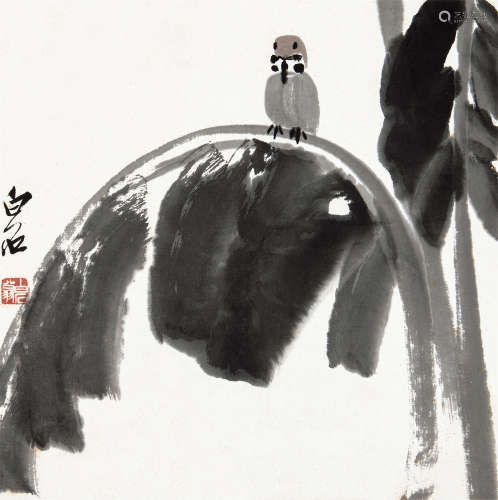 齐白石（1864～1957） 芭蕉小鸟 镜心 设色纸本