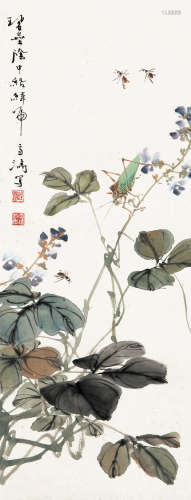 王雪涛（1903～1982） 草虫 立轴 设色纸本