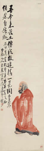 王震（1867～1938） 1921年作 红衣达摩 立轴 设色绫本