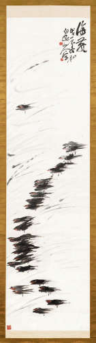 王震（1867～1938） 1928年作 海燕 立轴 设色纸本