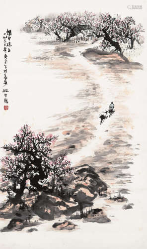 赵望云（1906～1977） 1963年作 关中道上 立轴 设色纸本