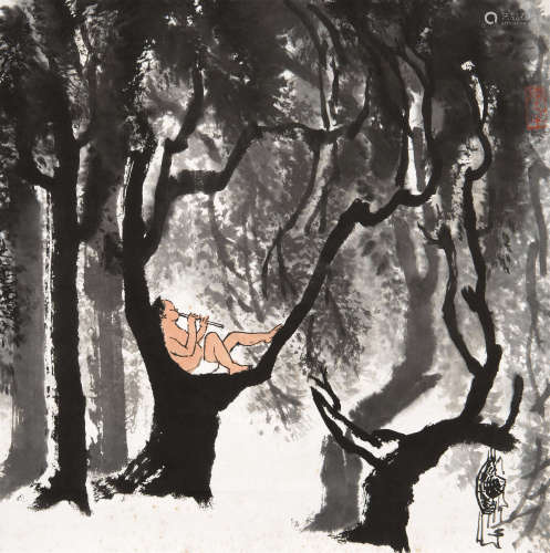 李可染（1907～1989） 放牧 镜框 设色纸本