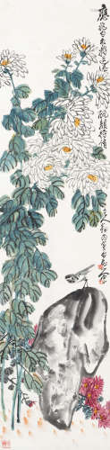 王震（1867～1938） 1926年作 秋艳 立轴 设色纸本