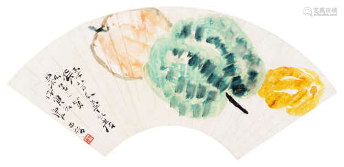 唐云（1910～1993） 1938年作 秋瓜图 镜心 设色纸本