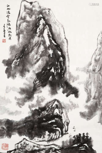 李庚（b.1950） 江山浸云图 立轴 水墨纸本