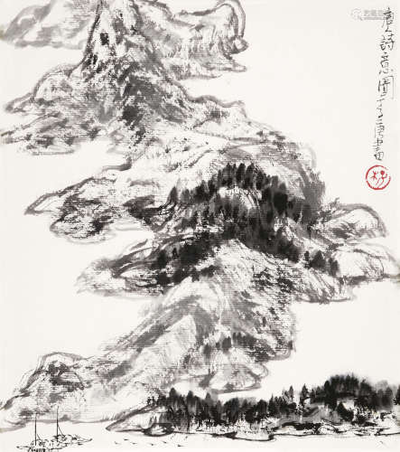 李庚（b.1950） 唐诗意图 镜框 水墨纸本