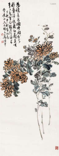 陈年（1876～1970） 1927年作 秋菊图 立轴 设色纸本