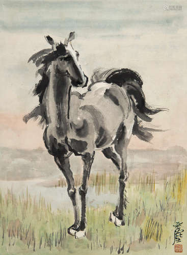 汪亚尘（1894～1983） 马 立轴 设色纸本