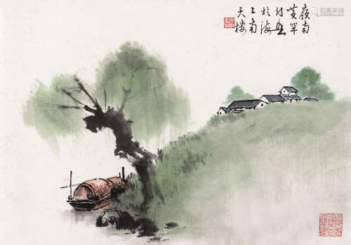 黄幻吾（1906～1985） 山水 镜框 设色纸本