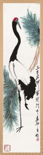 娄师白（1918～2010） 鹤寿 立轴 设色纸本