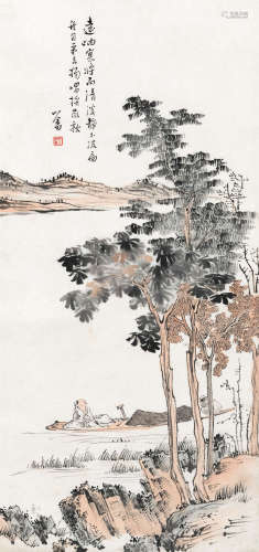 溥儒（1896～1963） 清溪独歌 立轴 设色纸本
