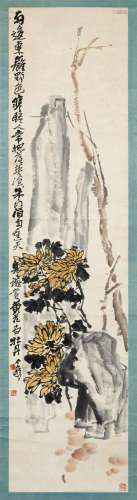王个簃（1897～1988） 菊石图 立轴 设色纸本