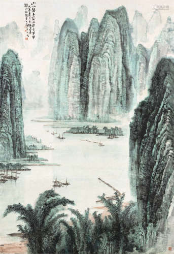 蔡天雄（b.1944） 1979年作 漓江山水 镜心 设色纸本