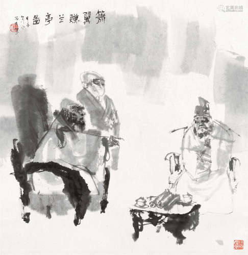 傅小石（1932～2016） 1984年作 箫翼赚兰亭图 立轴 水墨纸本