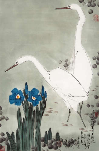 米景阳（b.1936） 1994年作 白鹭 镜框 设色纸本
