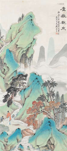 周柏生（1887～1955） 1913年作 庐岳观泉 立轴 设色纸本