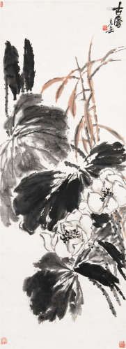 吴昌硕（1844～1927） 荷花 立轴 设色纸本