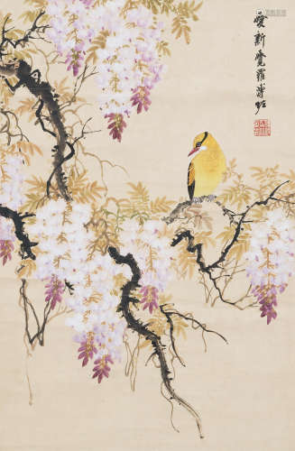 溥佐（1918～2001） 花鸟 立轴 设色纸本