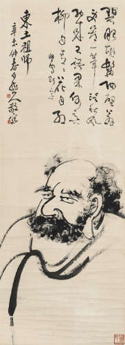 王震（1867～1938） 1931年作 东土祖师 立轴 水墨纸本