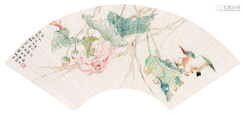 陆抑非（1908～1997） 1941年作 花鸟 镜框 设色纸本