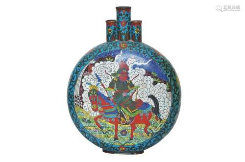 A CHINESE CLOISONNE ENAMEL MOON FLASK