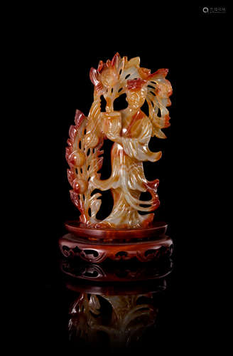 A Carved Agate Figure of a Meiren