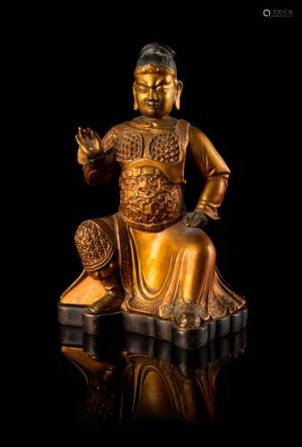 A Gilt Lacquered Wood Figure of a Warrior