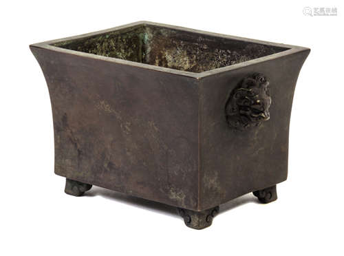 A Rectangular Bronze Censer