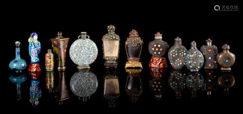 Twelve Cloisonne Enamel and Metal Snuff Bottles