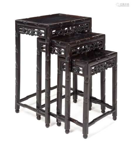 A Set of Three Rosewood Nesting Tables