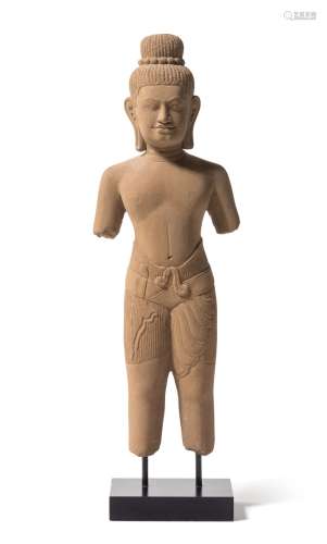 A Khmer Sandstone Figure Height 24 3/4 inches.