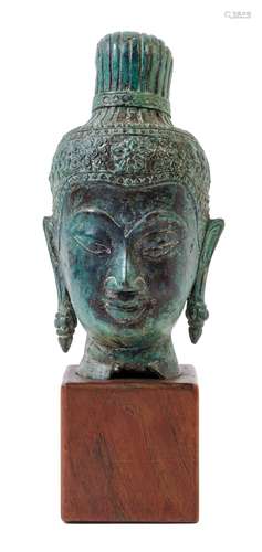 A Southeast Asian Bronze Head of Deity