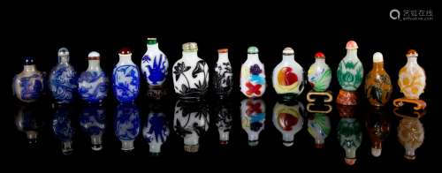 Thirteen Peking Glass Snuff Bottles