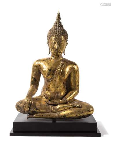 A Thai Gilt Bronze Figure of Seated Buddha