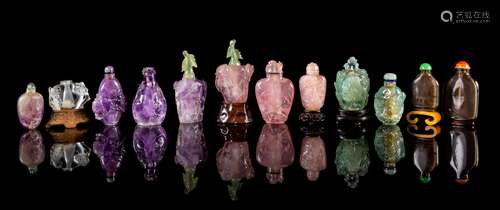 Twelve Hardstone Snuff Bottles